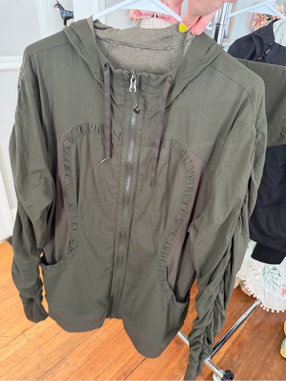 lululemon Olive Green Hooded Zip Jacket. REVERSIBLE! matching set avail